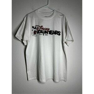 Disney Voluntears Hanes Beefy Cast Member ABC ESPN White T Shirt Men's Size L